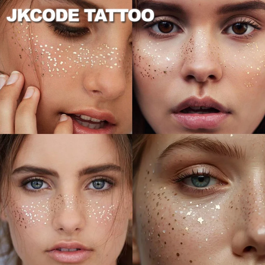

Party Metallic Freckles Tattoo-Christmas Ramadan Party Wedding Makeup Metal Glitter Facial Temporary Tattoo Stickers and Freckles Set, Butterfly Star Waterproof Temporary Tattoo Stickers for Women's Party, Festivals, Role-Playing