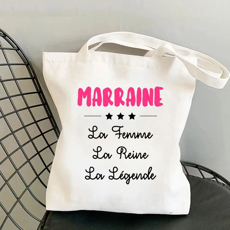 Shoulder Bags Do You Want To Be The Godmother That I Love All My Life French Print Canvas Tote Bag Female Handbags Marraine Gift