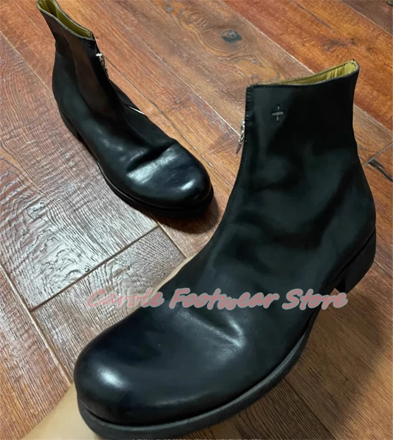 Bottines de moto à bout rond e - Men'S Shoes Zipper avis et prix