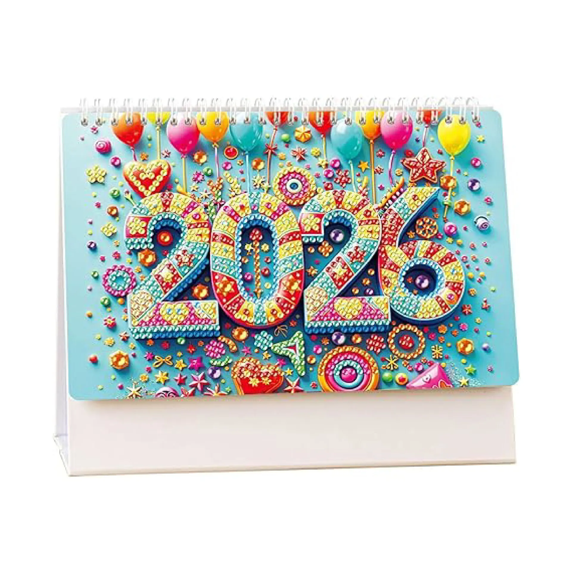 

2026 DIY Diamond Art Desk Calendar Creative Design Thick Paper Calendar Ornaments Diamond Art Painting Monthly Flip Calendars