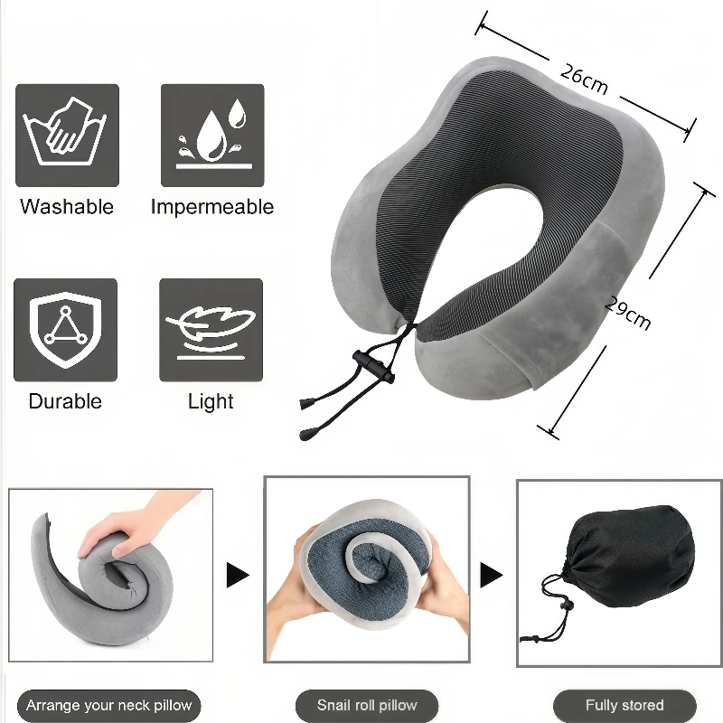 Soft Travel Pillow U Shaped Travel Essentials Memory Foam Neck Pillow for Sleeping Airplane Train Cervical Pillow Healthcare - view 2