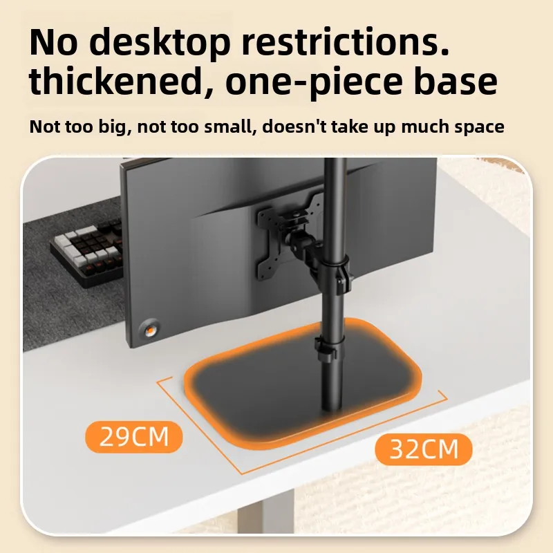 Dual Screen Monitor Stand No-drill Free Assembly Dual Quad Screen Support Stable Tilt Lift Space Saving Rack