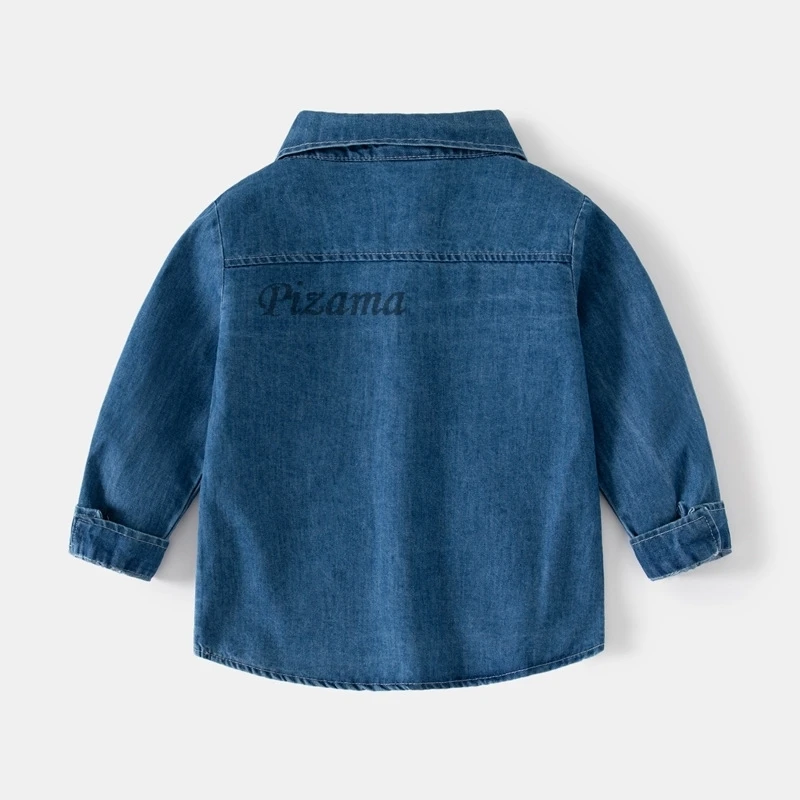Full Sleeved Cotton Boys Jeans Shirts Kids Clothing Children\'s Blue Denim Long Shirts Spring Autumn Boys Tops for 2 to 7 Years