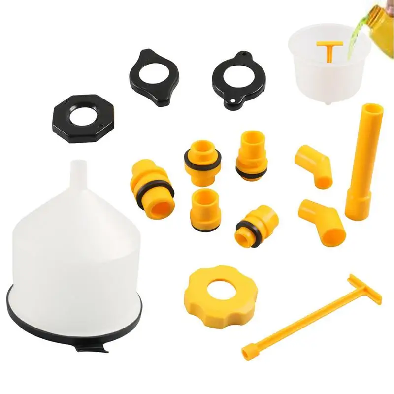 

No-Spill Coolant Funnel Kit 15 Pcs Universal Radiator Bleeder Funnel Kit With Valve Switch Fitment For Any Automobile