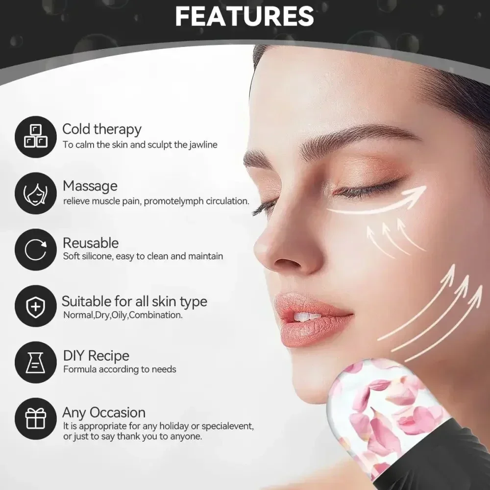 Rullo di ghiaccio per viso e occhi Massaggio viso Stampo per ghiaccio in silicone per bellezza del viso Sollievo dal gonfiore Massaggiatore facciale Strumenti per la cura della pelle