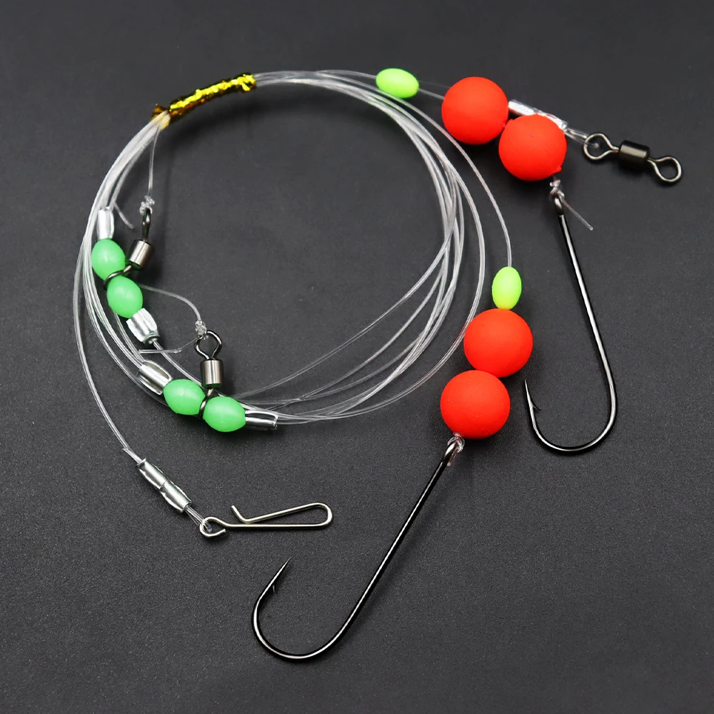 ZYZHE 1/3/5 Stück Surf-Angelrigs mit Doppelschwimmer-Boilies, Salzwasser-Angelrigs, vorgebundene Surf- oder Bootsangel-Köderrigs – Detail 7