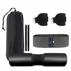 3 in 1 Fitness Ankle Straps Hip Band Set Foam Barbell Pad With Carry Bag Gym Exercise Resistance Workout Bodybuilding Equipment