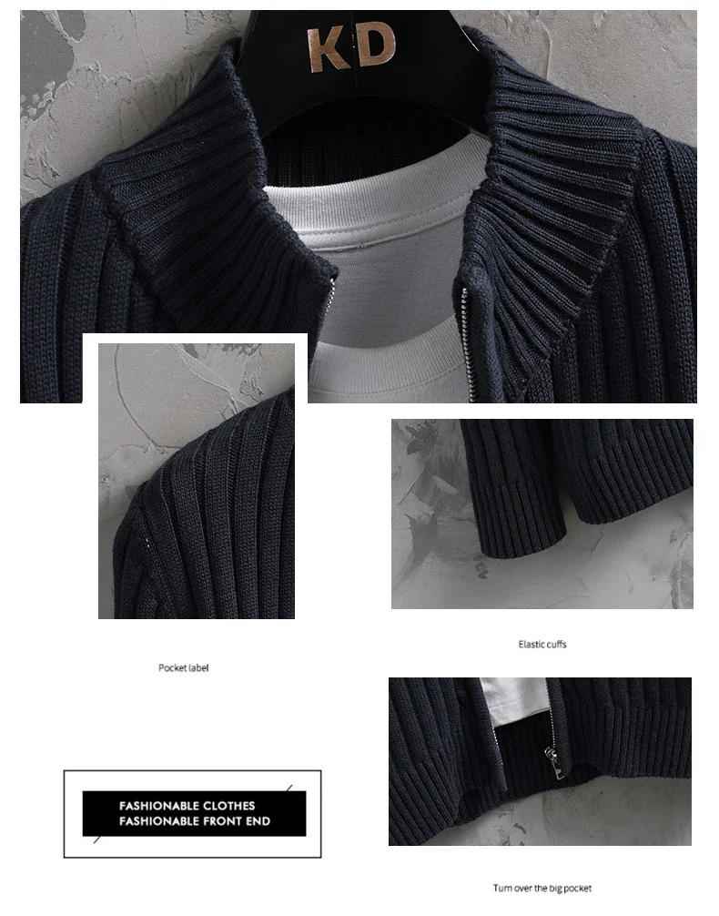 Streetwear Cardigan Men's Clothing Sweater For Men Spring Men's Sweat-shirt Knit Autumn Fashion Casual Hombre Warm Solid Male