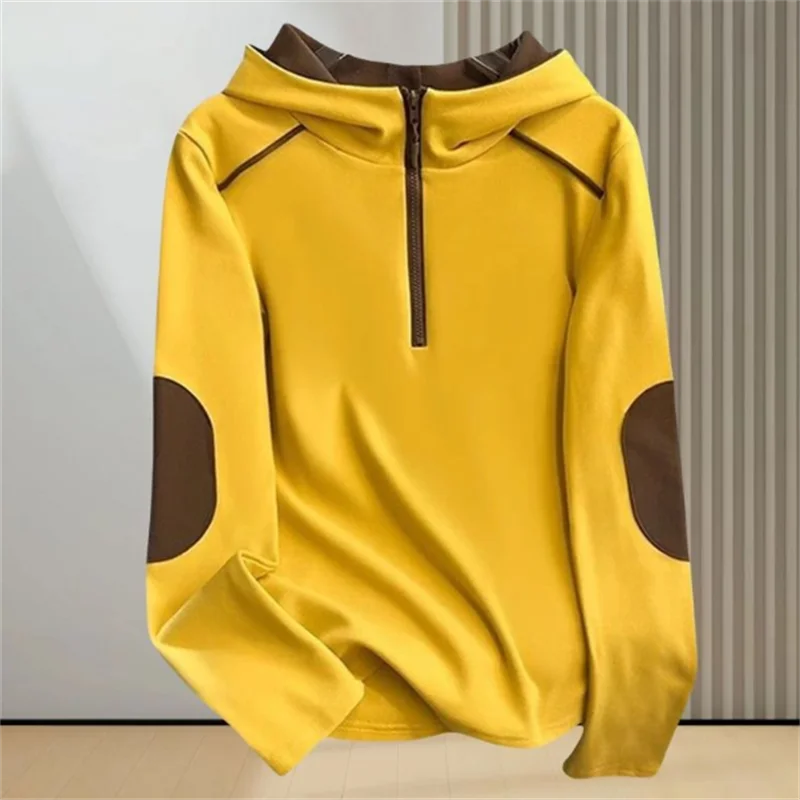 نصف البريدي الشباب التي شيرت المرأة مقنعين تيز كم طويل كولوربلوك التي شيرت قاعدة الشارع الشهير البلوز تي شيرت السيدات تي شيرت