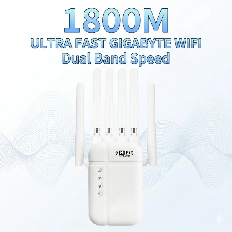 Regaton WiFi 6 Extender 1800Mbps Dual Band Wireless Repeater Signal Booster 6 Antennas High Gain Amplifier With Ethernet Port
