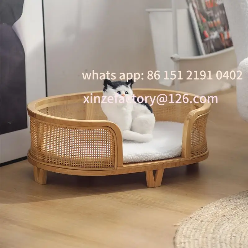 

Customizable Cat Bed Elevated Dog House with Solid Wood Base Princess Style Pet Furniture Comfortable and Breathab