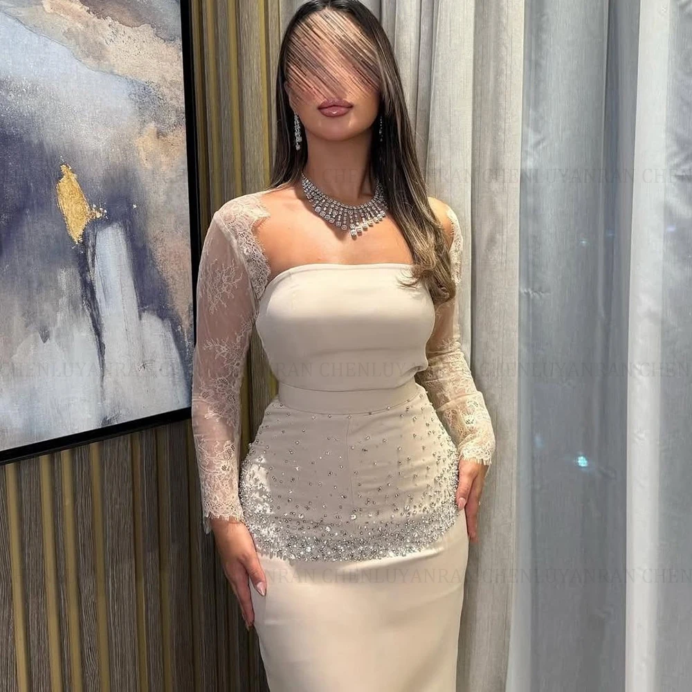 فستان موليسا أبيض حديث مخصص للحفلات الراقصة بفتحة جانبية طويلة حورية البحر دبي فستان سهرة المملكة العربية السعودية فستان رسمي للحفلات Wedding2025