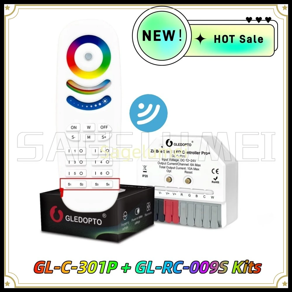 GLEDOPTO Zigbee Pro+ 5 in 1 LED Strip Controller 10A Max RGBCCT/RGBW/RGB/CCT/Dimmer Alexa Tuya Smart APP Voice RF Remote Control