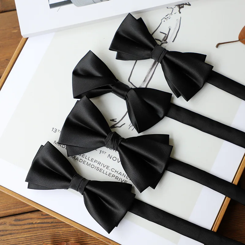Basic Black Versatile Bow Tie, Classic Men Formal Bowknot Accessory For Uniform Matching Bar Party Banquet And Hosting Occasions