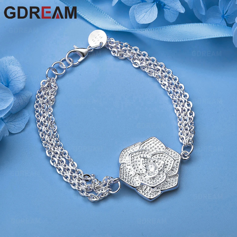 GDREAM 925 فضة زهرة خاتم صغير سوار أنيق بسيط المرأة مجوهرات الزفاف الخطوبة