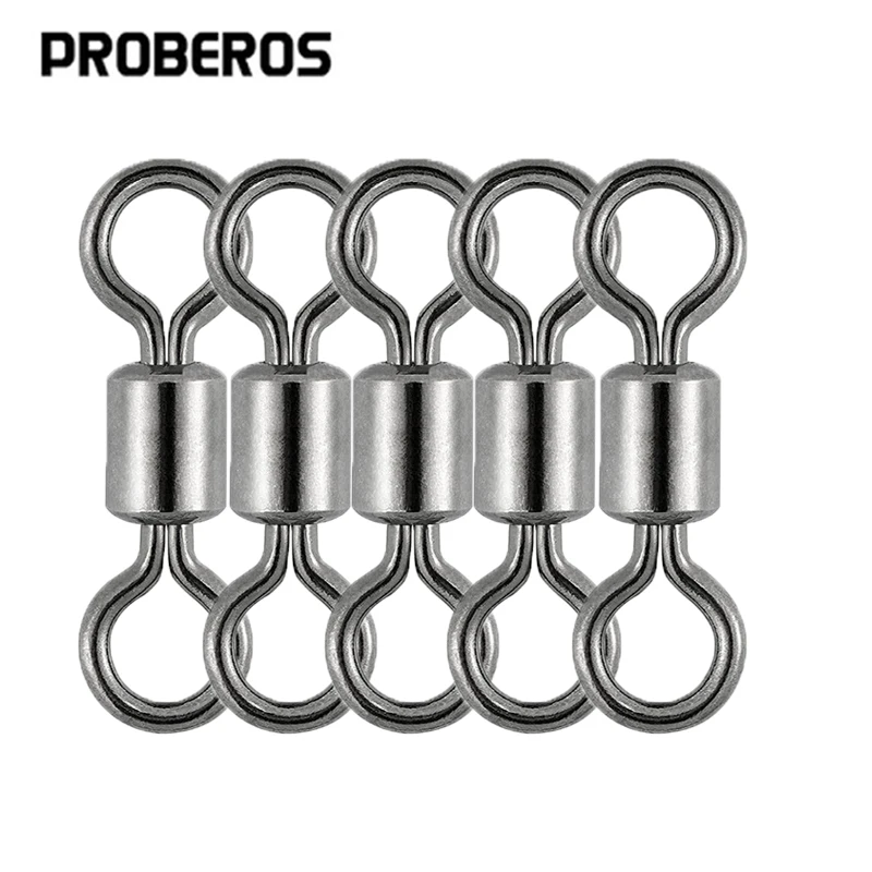 

PRO BEROS 50Pcs Fishing Swivel Sizes Solid Connector Ball Bearing Snap Fishing Swivels Rolling Stainless Steel Beads Accessories