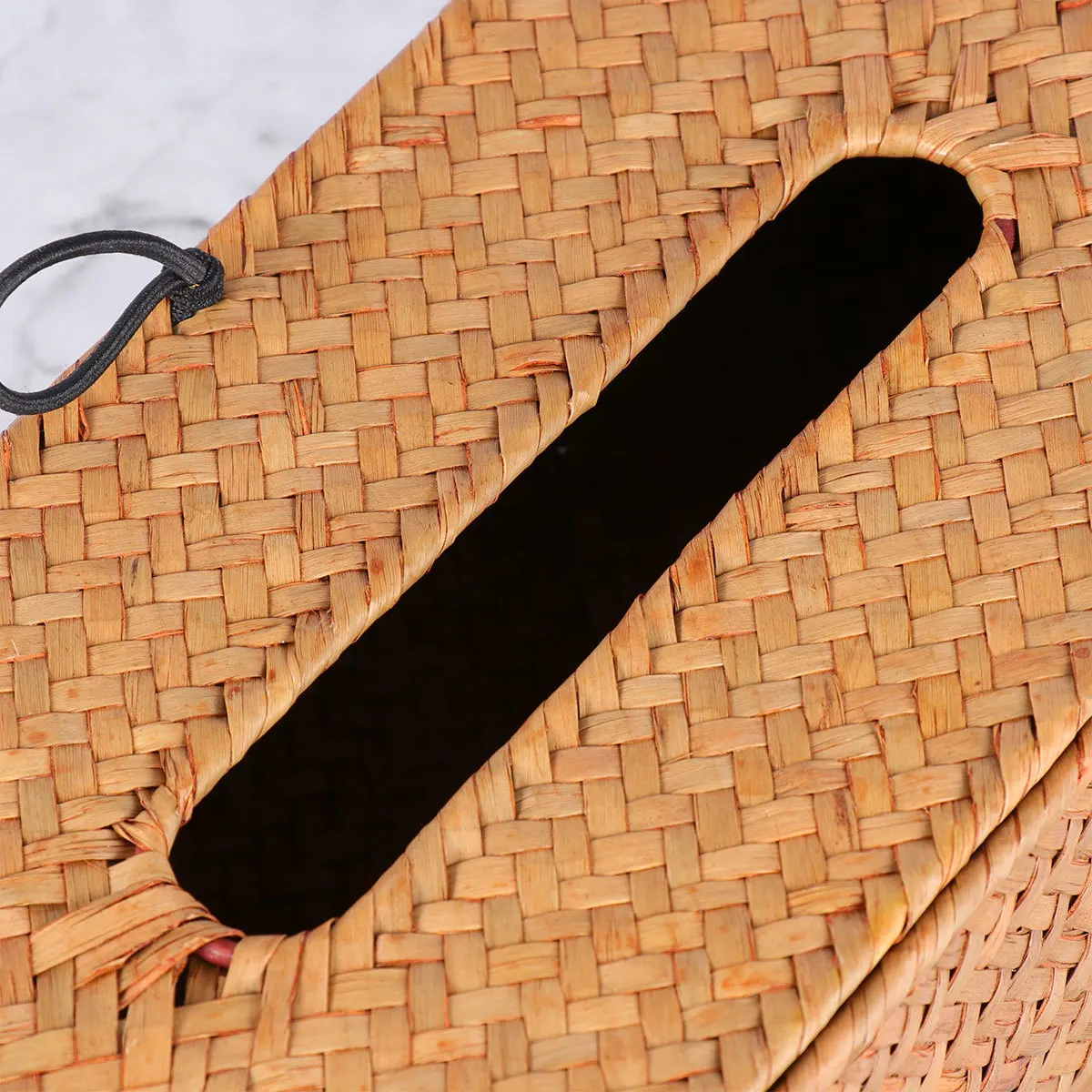 

Seaweed Tissue Box Hand-Woven with Lid and Open Button Natural Paper Organizer for Bathroom Toilet Car Office Napkin Holder