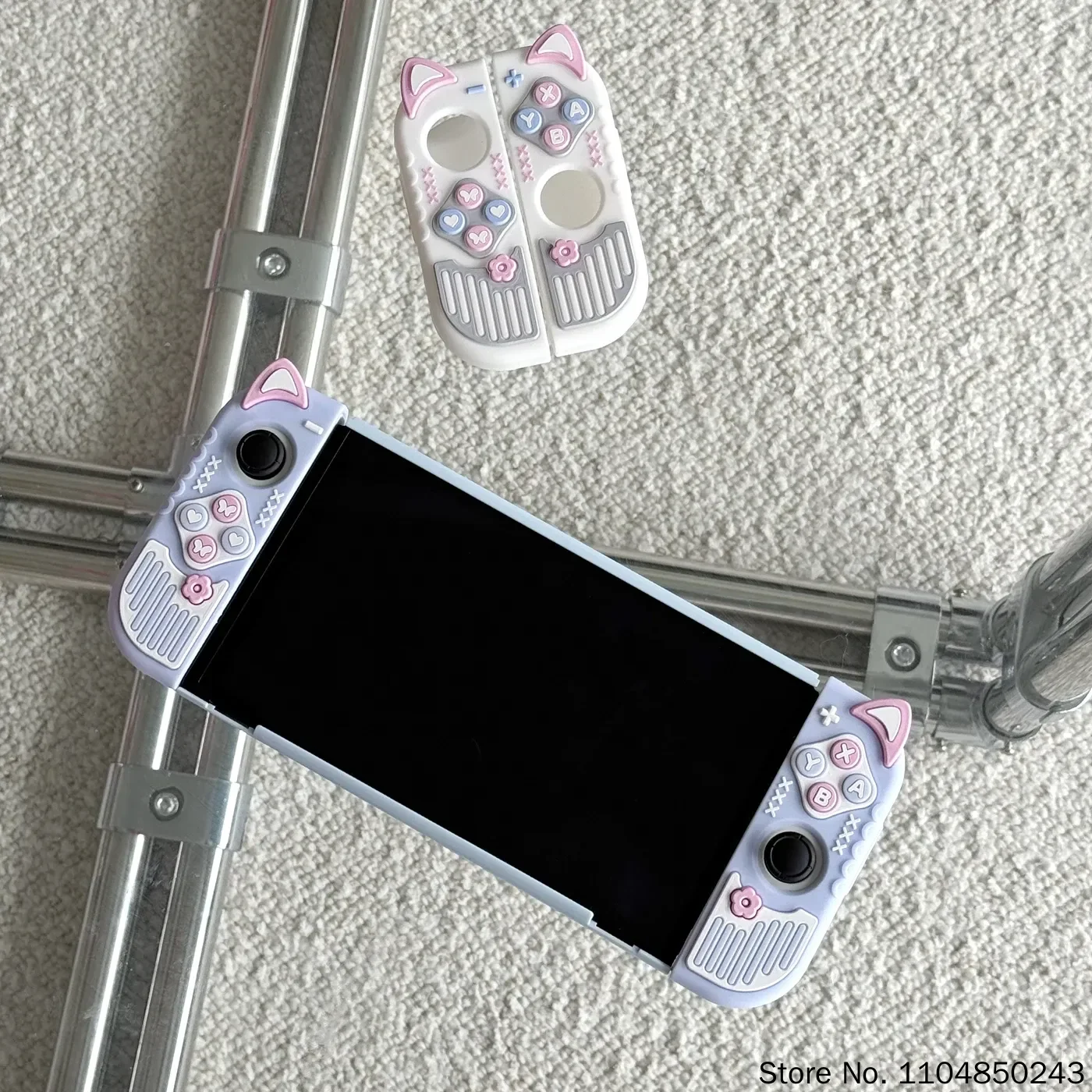 Silicone Protective Case For Switch OLED 3D Cat Ear Detachable Cover NS Game Console Controller Grip Shell