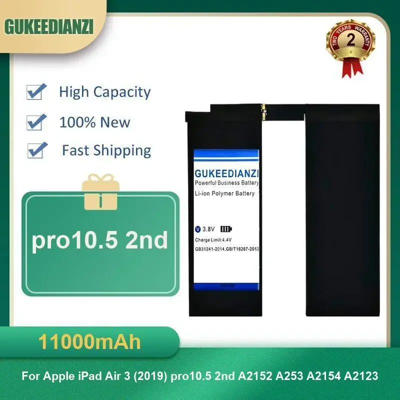 

11000mAh pro10.5 2nd Tablet Battery For Apple iPad Air 3 (2019) pro10.5 2nd A2152 A253 A2154 A2123 High Capacity