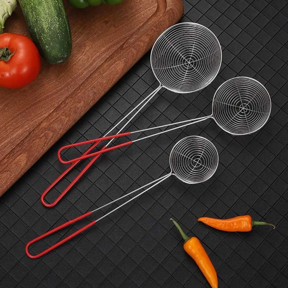 Stainless Steel Pearl Colander Red Handle Boba Strainer Pearl Spoon Filter Milk Tea Shop Essential Colander Tapioca Scoop