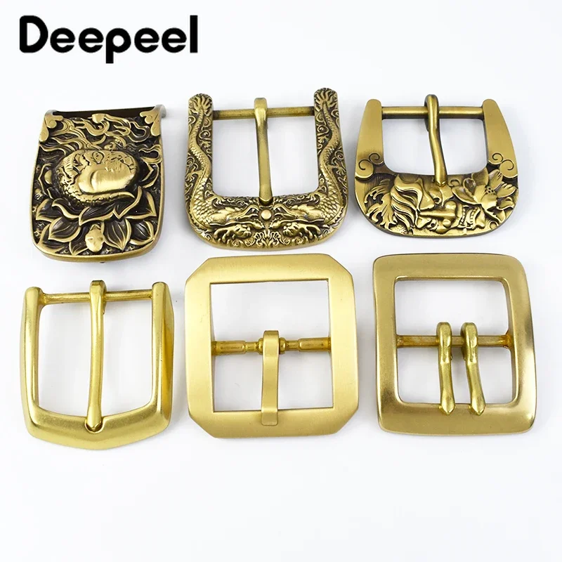 Deepeel 40mm Pure Brass Man Belt Buckles Copper Pin Buckle Waistband Head for 38-39mm Belts Accessories Men Jeans Leather Craft