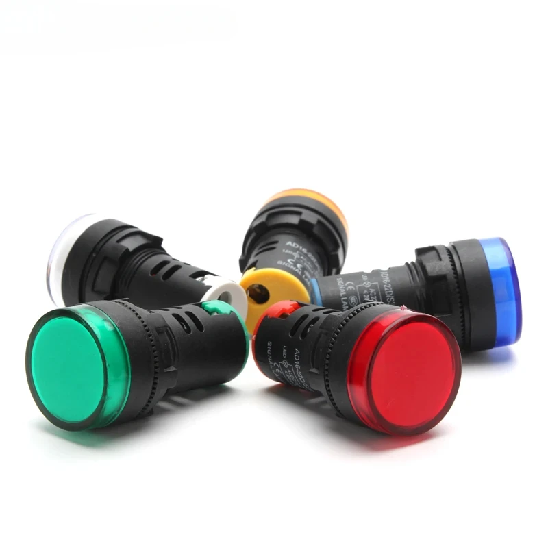 1pcs 22mm Indicator Light 12V 24V 220V 380V LED Power Indicator Pilot Signal Light AD16-22DS Panel Mount Lamp Multicolor 20mA