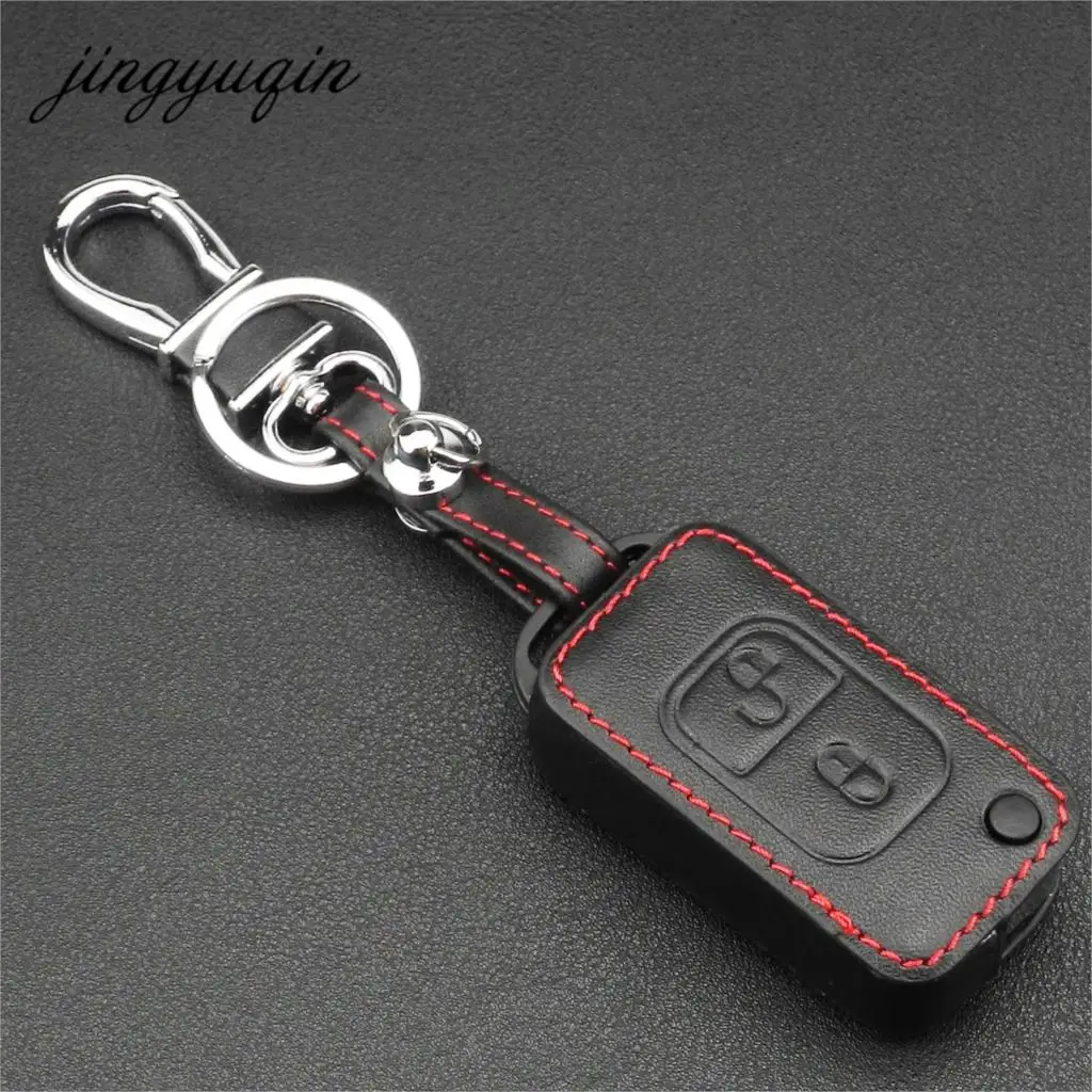 jingyuqin Skรณrzane etui na pilota zdalnego sterowania do Mercedes Benz SLK E113 A C E S W168 W20 2-przyciskowe skลadane etui na kluczyk samochodowy