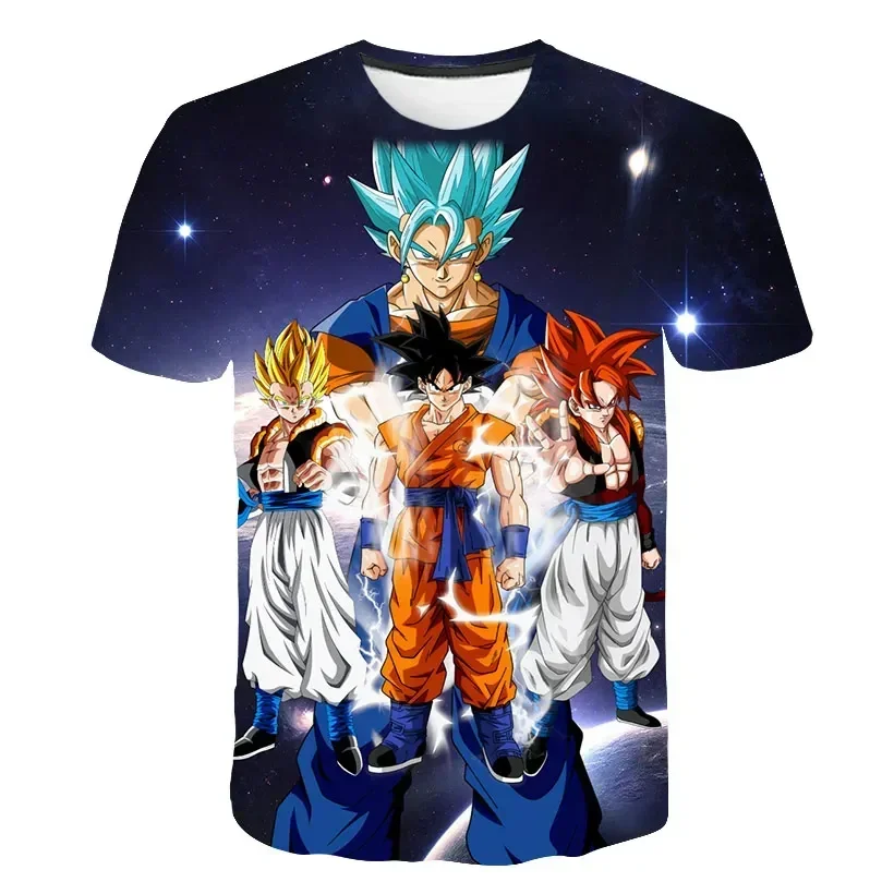 Dragon Ball Goku Cosplay T Shirts Super Saiyan Boys Kids Clothes Short Sleeve T-shirt White Black Orange Breathable Jersey