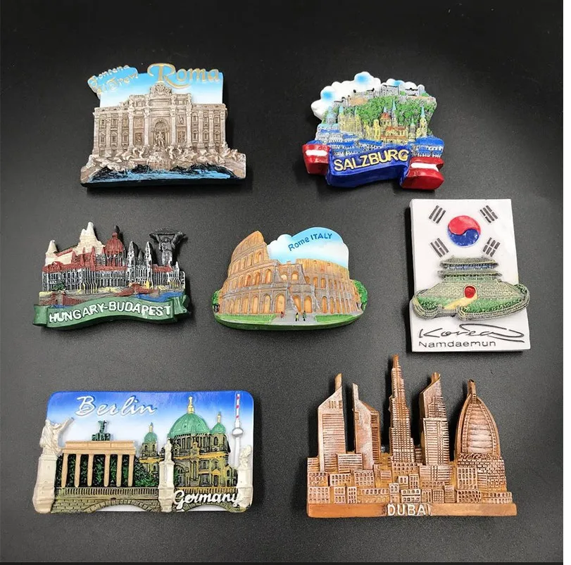 Germany Dubai Italy Korea Berlin Fridge Magnet Resin Home Décor Refrigerator Stickers Tourist Souvenirs