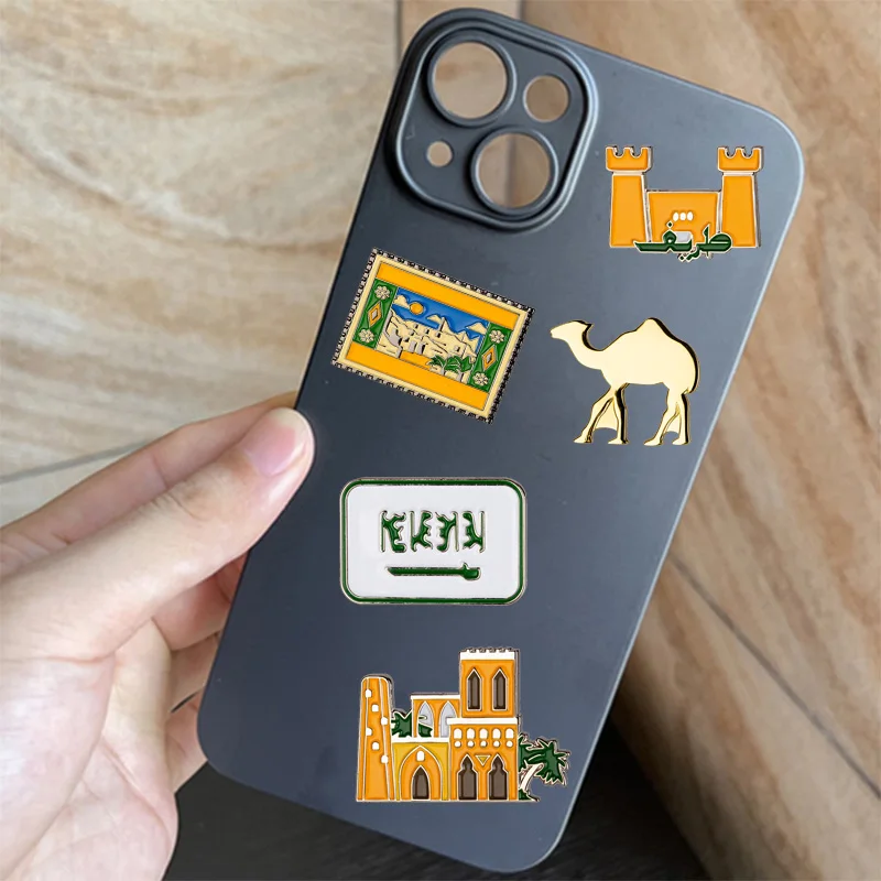 Saudi Arabië Mobiele Foto 3M Sticker Badge Metalen Pin Broooches Pinnen