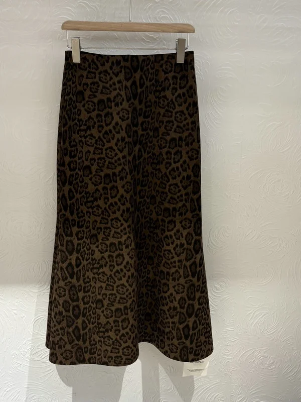 

Модная женская юбка с леопардовым принтом и высокой талией, весна-лето-осень, повседневная, на молнии, стандартный крой, H-образная юбка