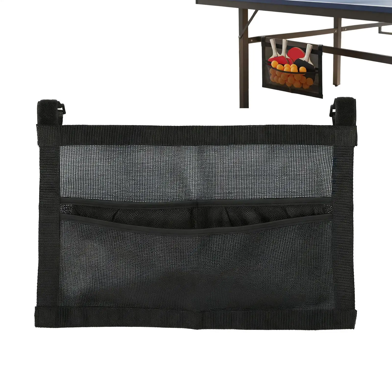 Table Tennis Ball Holder Mesh Large Capacity Lightweight Pingpong Ball Storage For Wall Mount & Under Table Organizer