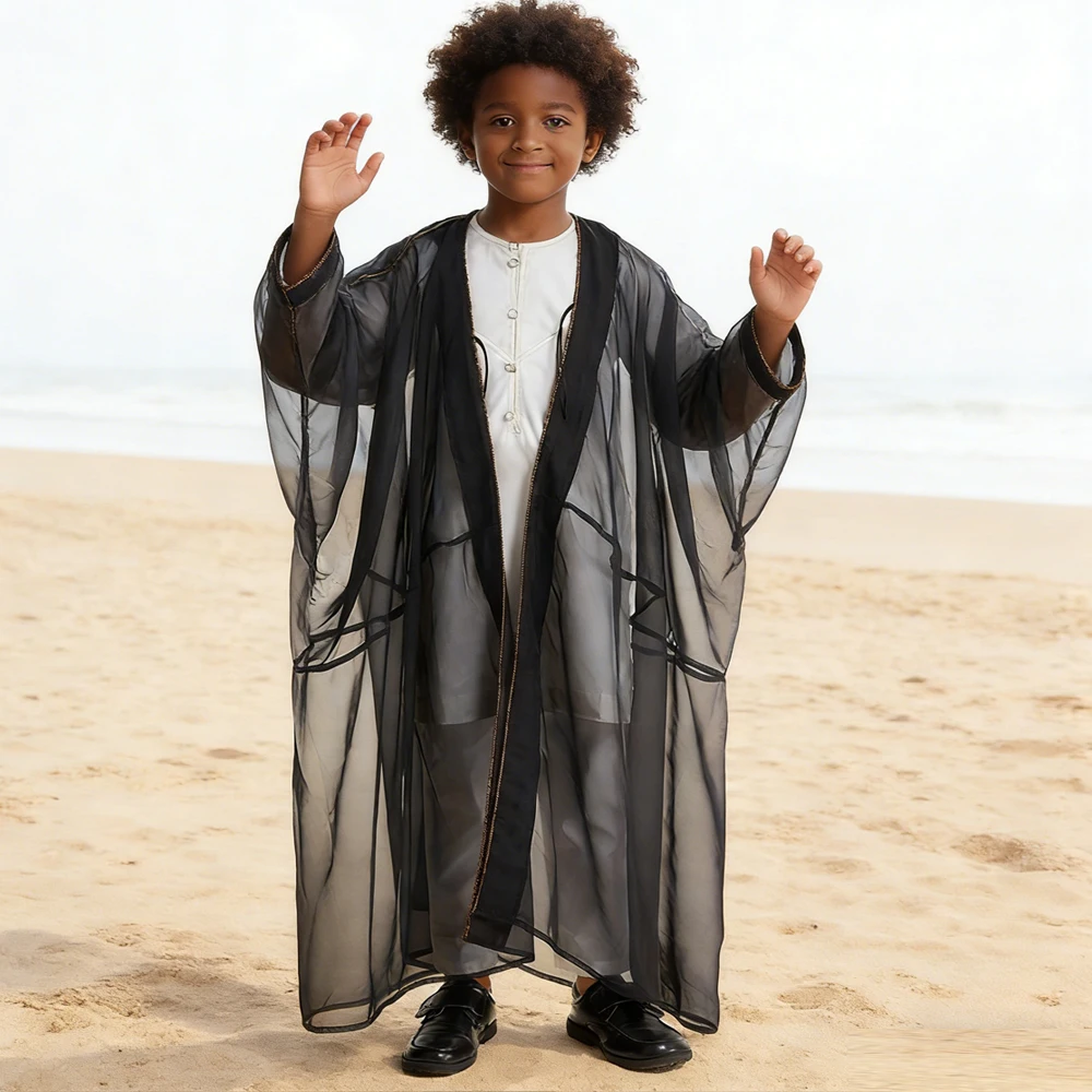 

Eid Abayas for Boy Kids Kebaya Open Muslim Dress Kimono Abaya Turkey Arabic Islam Clothing Djellaba Robe Musulmane Jubba Thobe