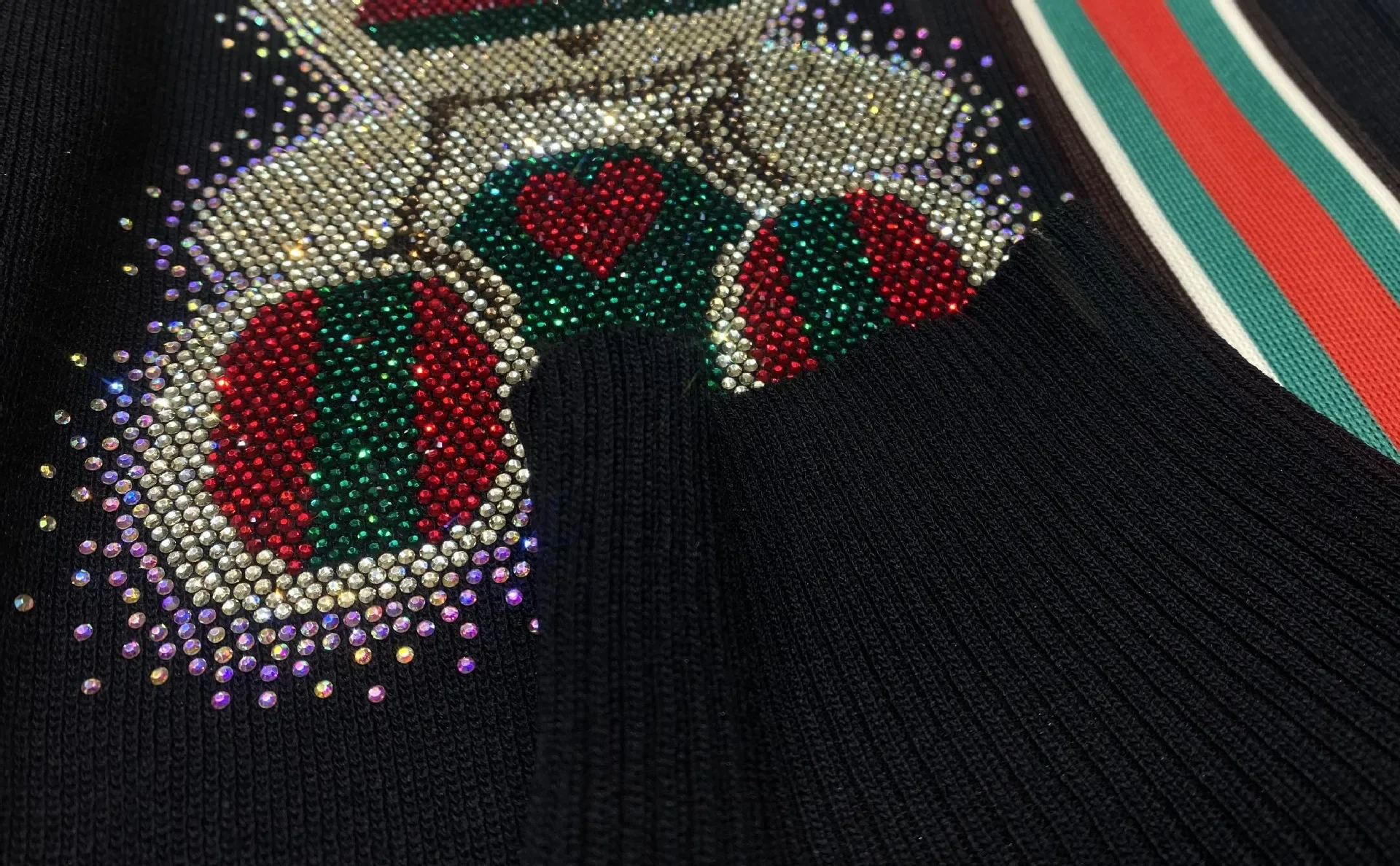 Moda urso diamantes lado listra calça define feminino outono agasalho com zíper camisola solta casual conjuntos de duas peças das mulheres outifits