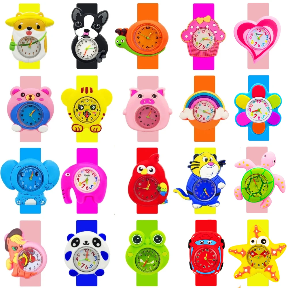 Children's Learning Time Toy Watches Bracelet Cartoon Dog Elephant Tiger Kids Watch for Girls Boys Birthday New Year Gift Clock