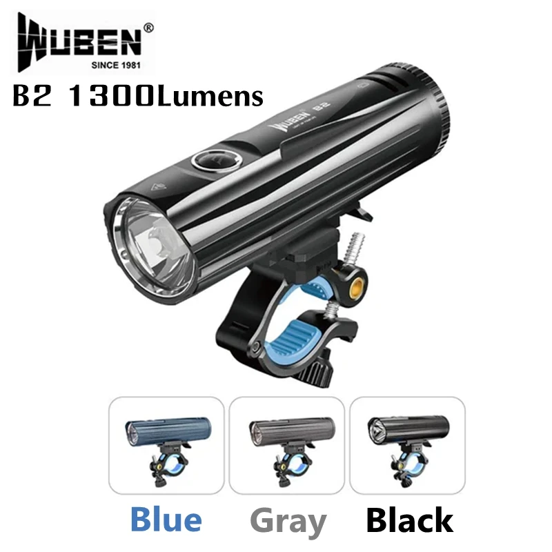 

WUBEN B2 Bicycle Light Type-C Rechargeable 1300Lumen 280m Beam Distance Waterproof Bike Flashlight for Cycling Night Riding