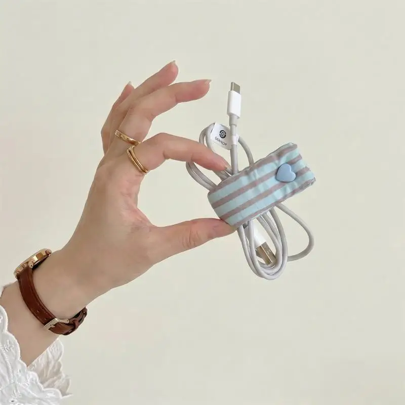 New Cute Fabric Data Cable Organizer Cord Fixer Headphone Line Snap Tie Charging Cable Storage Accessories view 2