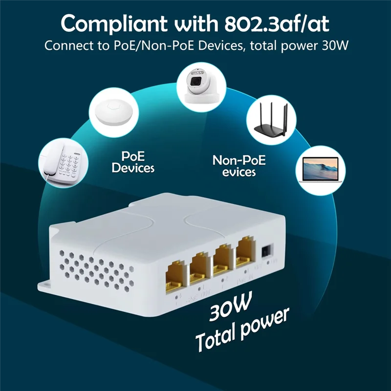 AED6-4 Poort POE Extender 10/100/1000Mbps 1 In 3 Out Gigabit Poe Extender 1 tot 3 Netwerk Switch Repeater Voor Poe Switch