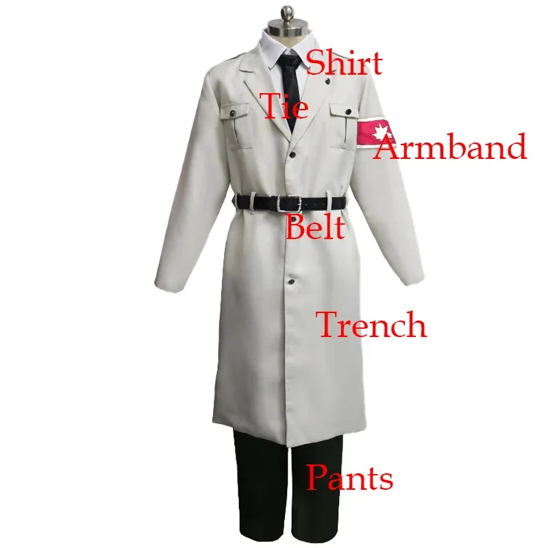 Attack on Titan Marley Military Officer Scout Regiment Uniform Reiner Braun Cosplay Unisex Full Set Trenchs;3'c,5.y;8'v,