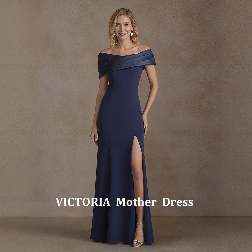 

VICTORIA Customized Simple Mother of the Bride Dress Sheath Off-Shoulder Front Slit Wedding Guest Party Dress 2025 Evening Gowns