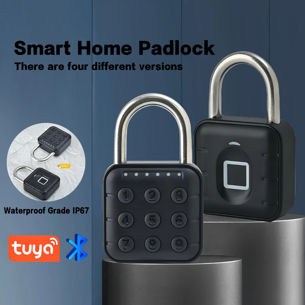 EGFirtor Tuya Bluetooth Smart Padlock, Fingerprint/Password Lock IP67 Waterproof, Locker Password Lock