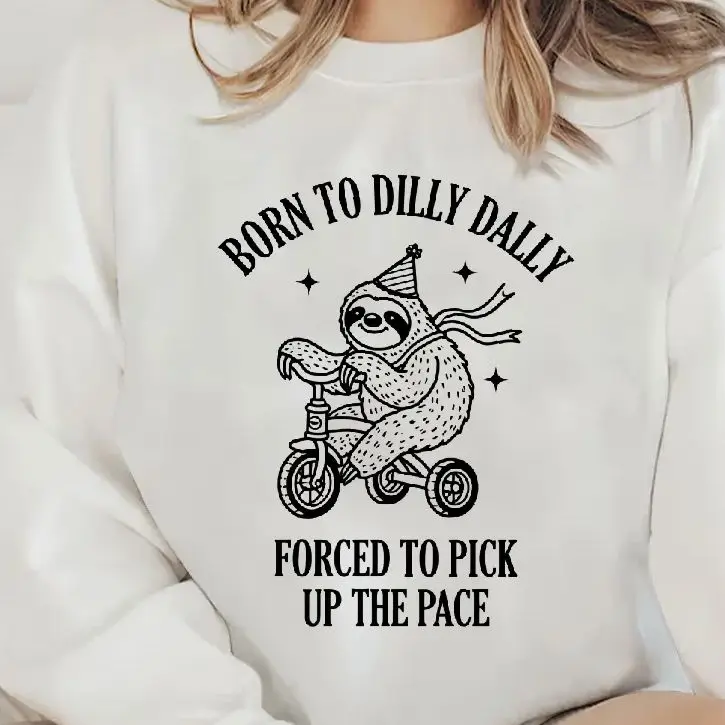 

Unisex Sweatshirt Long Sleeves Casual Hoodies Stylish Pullover Daily Wear Multiple Colors Versatile Born To Dilly Dally
