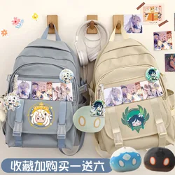 Genshin Impact Paimon Klee Barbatos Hutao Cosplay studenti borsa da scuola zaino da cartone animato grande capacità con Badge carta regalo in peluche