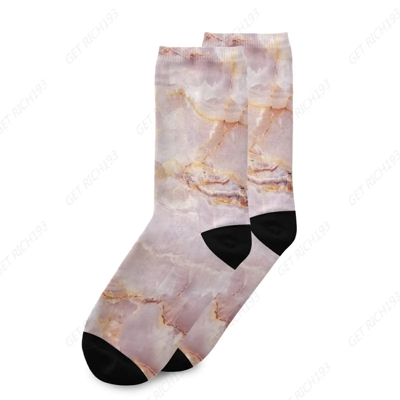 Pink Rip Marble Agate Stone Texture Casual Compression Crew Knee High Sock Athletic Soft Circulation Socks