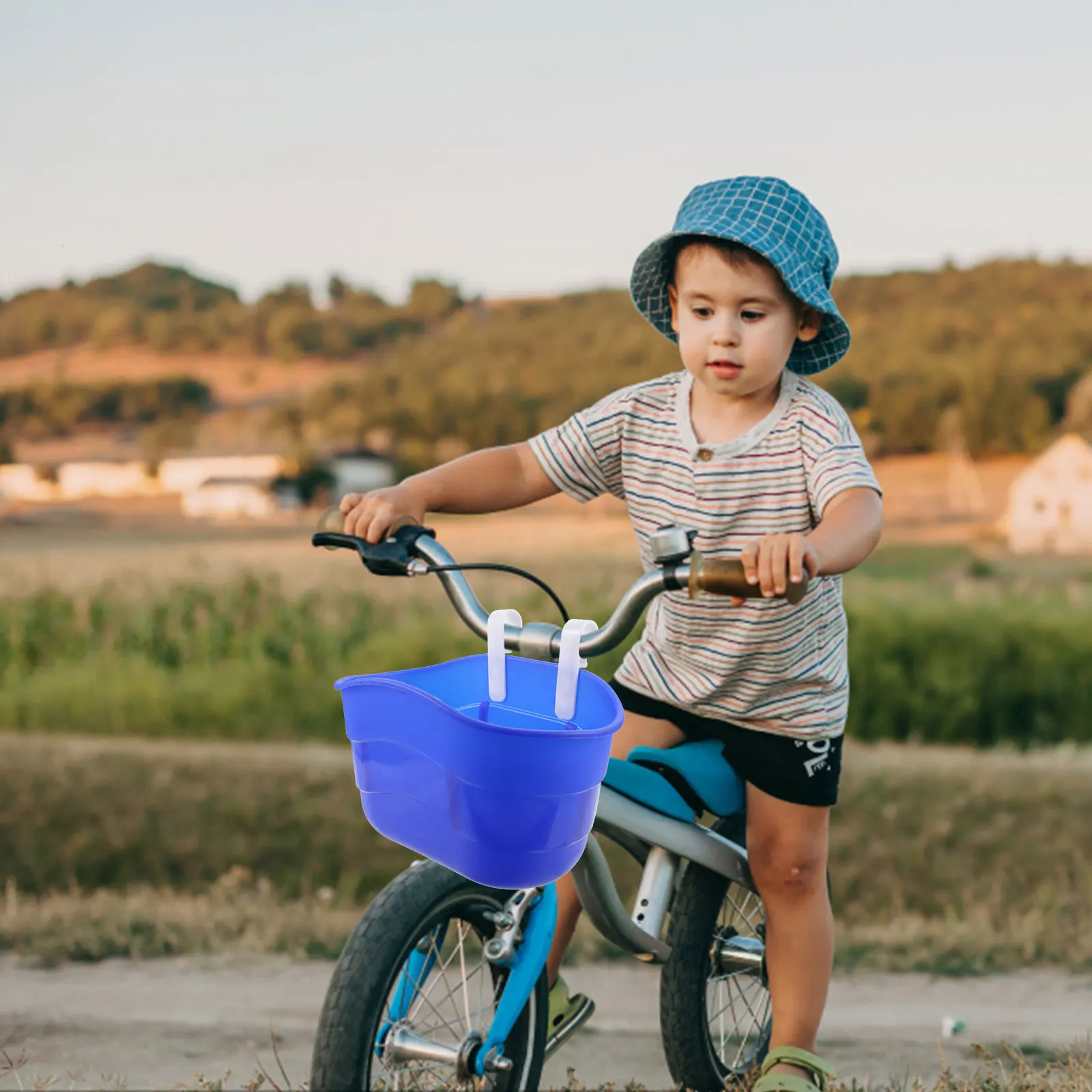 

1 pc Scooter For Kids Plastic Hanging Bike Basket Handlebar Storage Durable Easy Assembly Blue Gift Children Bicycle Accessory