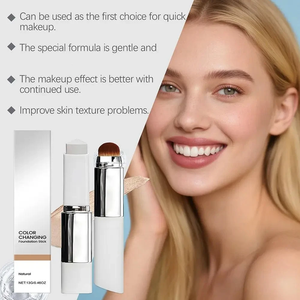 Der farbwechselnde 2-in-1-Grundierungsstift ist leicht, feuchtigkeitsspendend und nicht klebend und bietet ein leichtes und dünnes Grundierungs-Make-up