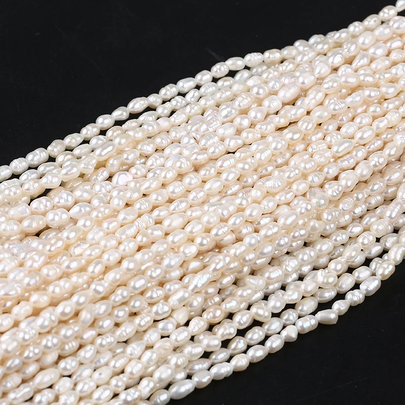 4-5mm A-AAAAA wholesale high quality natural fresh water rice shaped pearls strand