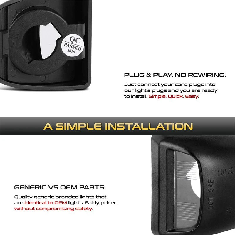 2pcs License Plate Lights Lamp Lens Black Housing For Silverado Sierra Avalanche Suburban Escalade Yukon Step Bumper Truck