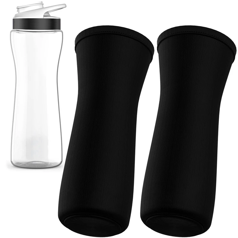 2PCS 22Oz Sleeve For Cirkul Water Bottle Fits 22 Oz Plastic And Stainless Steel Bottles Neoprene Sweat Absorbing Durable Black