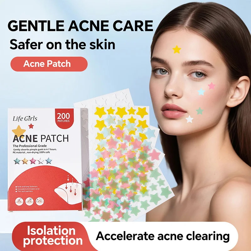 Life Girl Star Acne Patch, Skin-Friendly Breathable Artificial Skin, Gentle Acne Removal and Cleansing of Acne-Prone Skin, Invisible Concealer, Pus-Absorbing and Repairing Patch